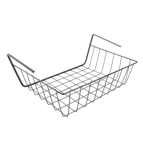 Cocoarm Unter Regal Aufbewahrungskorb Unter Regal Drahtkorb Unter Schrank Regalkorb Organizer Vielseitiger Metall-Hängekorb für Küche Büro Vorratskammer ohne Installation Geräumiges (M) von Cocoarm