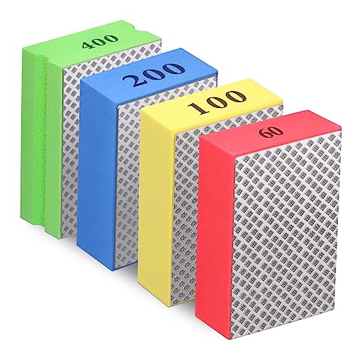 Diamant-Handpolierpads, 4 Stück, Schleifblöcke für Glas, Stein, Marmor, Zum Beschneiden von Fliesen, Stein, Entgraten, 60#, 100#, 200#, 400#, Hochfester Diamantschwamm Diamant-Handpolierpads, 4 Stück, Schleifblöcke für Glas, Stein, Marmor, Zum Beschneiden von Fliesen, Stein, Entgraten, 60#, 100#, 200#, 400#, Hochfester Diamantschwamm von Cocoarm