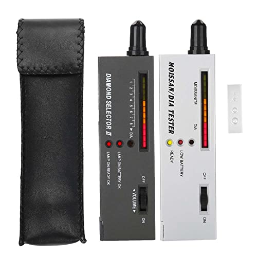 Diamanttester Diamond Selector II Tragbarer Moissanit-Tester Selector II für Echten oder Gefälschten Schmuck mit PU-Tasche und Tablett, Grüner Anzeige und Summton für Genaue Tests von Cocoarm