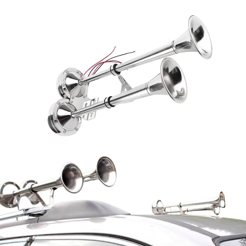 Drucklufthorn Traktor Dualhorn Dual Trompete elektrische Dual-Trompete 125db 12V elektrische Doppeltrompete Doppelhorn Edelstahl Elektroauto Horn Doppelrohr Elektrohorn Doppelhorn Schiff, 380Hz Drucklufthorn Traktor Dualhorn Dual Trompete elektrische Dual-Trompete 125db 12V elektrische Doppeltrompete Doppelhorn Edelstahl Elektroauto Horn Doppelrohr Elektrohorn Doppelhorn Schiff, 380Hz von Cocoarm