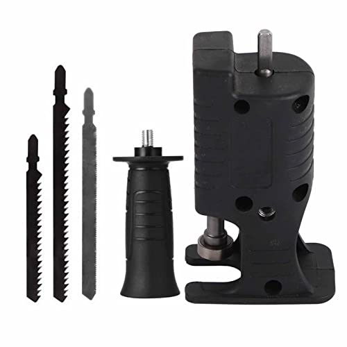 Elektrischer Bohrer-zu-Säge-Adapter, Tragbarer Säbelsägen-Adapter, Enge Verbindung, Elektrischer Säge-Adapter-Set mit 3 Sägeblättern (Schwarz) von Cocoarm