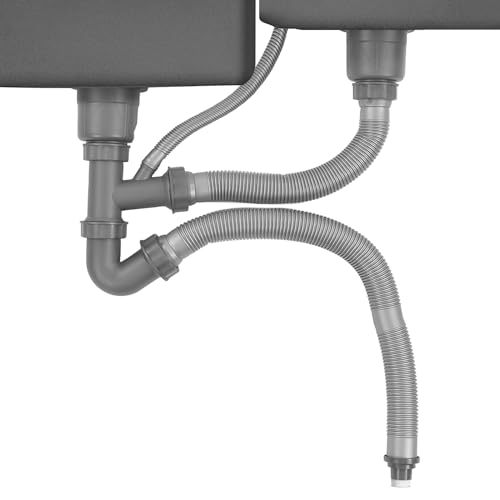 Erweiterbares All-in-One-Spülbecken-Abflussrohr, P-Siphon-Rohr für Doppel-Küchenspüle, Küchenspüle-Doppelschlauch-Ablaufset von Cocoarm