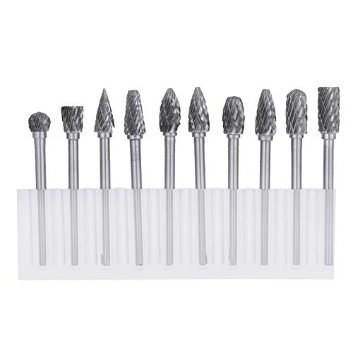 Raspel Set 10 stücke Frässtifte Set Hartmetall Rotary Dateien Grate Werkzeug set 3mm Schaft 6mm Schneidkopf Durchmesser Drehwerkzeug für Holzbearbeitung Bohren Carving Gravur von Cocoarm