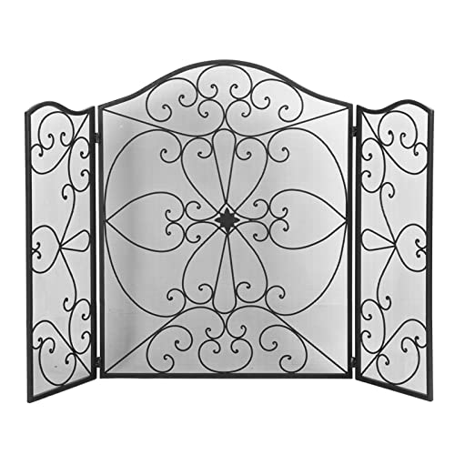 Kaminschutzgitter Kamingitter Funkenschutzgitter Dreiteiliges Gitter gegen Funkenflug Absperrgitter faltbar Türschutzgitter Raumteiler Kamin Funkenschutz Kaminpaneele dekorative Netzabdeckung 127x91cm von Cocoarm