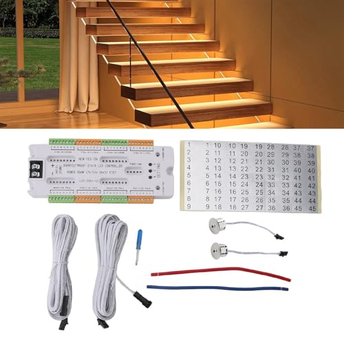 LED-Treppenlicht-Steuerungskit mit Bewegungssensor, 32 Stufen Treppen-LED-Bewegungssensor-Controller, LED Treppenbeleuchtung, Automatische Treppensteuerung LED-Treppenlicht-Steuerungskit mit Bewegungssensor, 32 Stufen Treppen-LED-Bewegungssensor-Controller, LED Treppenbeleuchtung, Automatische Treppensteuerung von Cocoarm