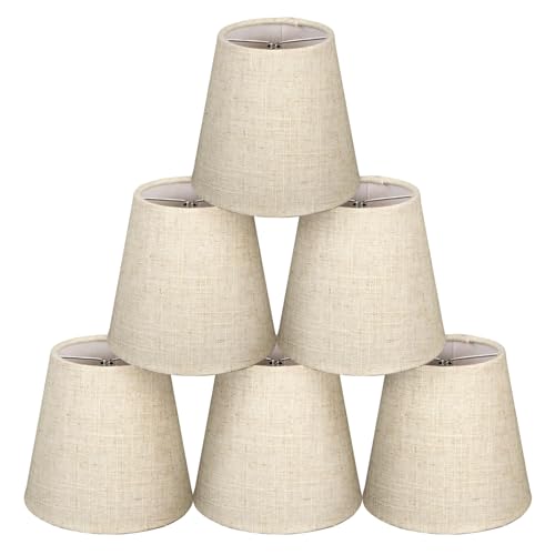 Lampenschirme, 6er-Set, E14-Kronleuchter-Lampenschirm, Stoff-Wandlampen-Lampenschirme für Tischlampe, Stehlampe, Pendelleuchte 14cm/5.5inx 9cm/3.5inx13cm/5.1in von Cocoarm