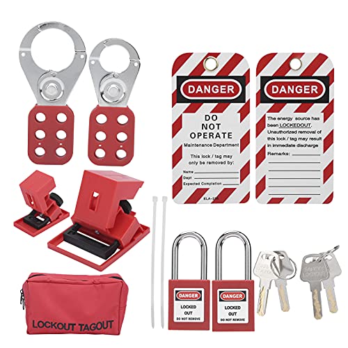 Lockout-Tagout-Kit, Elektrisches Lockout-Kit, Sicherheits-Vorhängeschlösser, Rotes Sicherheits-Vorhängeschloss, Schutztasche für Leistungsschalter-Schloss mit Klemmvorrichtung von Cocoarm