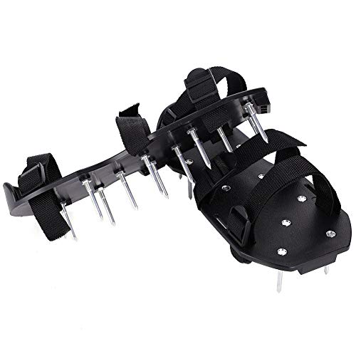 Nagelschuhe Nagelsohle Estrichschuhe Rasenbelüfter Sandalen Vertikulierer Rasenlüfter Schuhe mit je 13 Nägeln (55 mm) mit 3 hochwertigem Nylon Band und Aerifizierer Gartenschuhe von Cocoarm