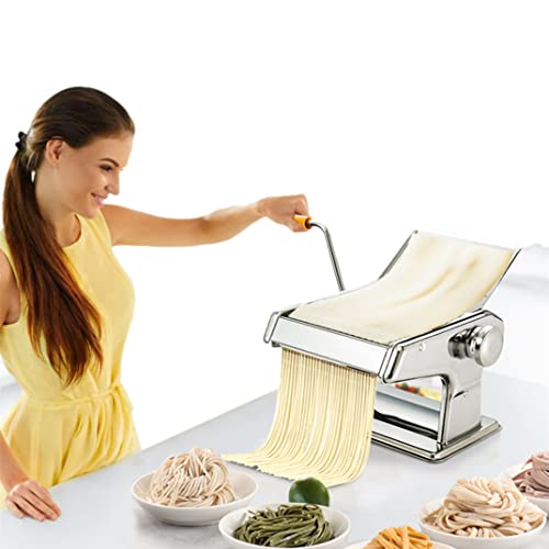 Nudelmaschine Manuelle Pasta Maker Edelstahl Nudelmaschine mit Einstellknopf für mehrere Dickeneinstellungen für Frische Spaghetti Nudeln Lasagne, Pastamaschine Einfache Reinigung von Cocoarm