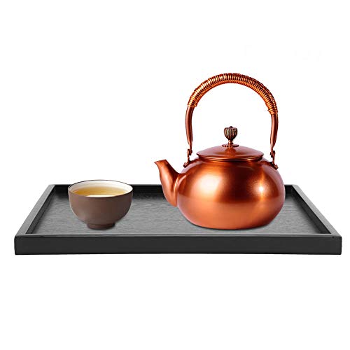 Serviertablett aus Massivem Holz, Multifunktionales Teetablett, Kaffeetablett, Verhindert Verschütten, Rechteckiges Holztablett, Schwarzes Restauranttablett, für Wasser, von Cocoarm