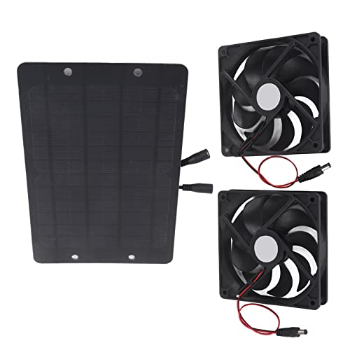 Solarpanel-Ventilator-Set, 10 W, 800 MA, Solarbetriebener Ventilator für Gewächshaus, Dual-Luftabsaugung, Außenlüftungsausrüstung für Gewächshäuser, Wohnmobile, Haustierhäuser, von Cocoarm