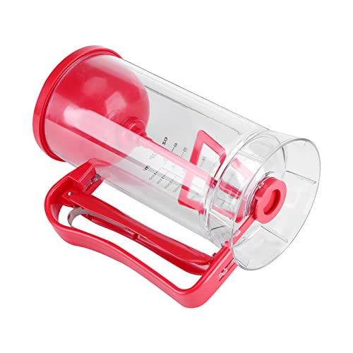 Cocoarm Teigmixer-Spender, 2-in-1 Teigmischer und Spender mit abgestufter Linie, kabelloser Betrieb mit Batterie für Cupcakes, Waffeln, Pfannkuchen & mehr, aus ABS, transparent/rot von Cocoarm