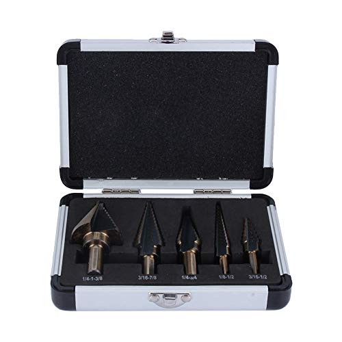 Ti-beschichtetes HSS-Stufenbohrer-Set für Holz, Kunststoff, Stahl. Großer Bit mit Sechskantschaft, ACone-Bohrlochschneider-Bit-Set, Inklusive Schützendem Aluminiumgehäuse Ti-beschichtetes HSS-Stufenbohrer-Set für Holz, Kunststoff, Stahl. Großer Bit mit Sechskantschaft, ACone-Bohrlochschneider-Bit-Set, Inklusive Schützendem Aluminiumgehäuse von Cocoarm
