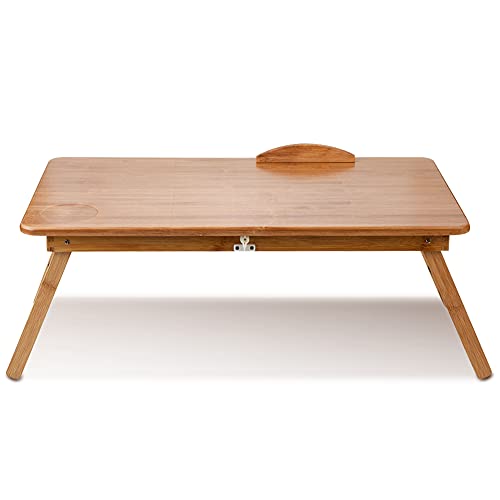Verstellbarer Betttisch Laptopständer, klappbares Bambusbetttablett Lesetablett Arbeitsunterhaltung Essen im Schlafsofa 50 * 30cm(50 * 30) von Cocoarm