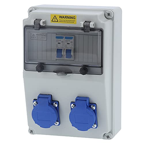 Cocoarm Wandverteiler 2x16A Stromverteiler Baustromverteiler Steckdosenverteiler Feuchtraumverteiler Wandleistung Verteiler für Außenbaustelle Elektrische Box 220-250V(EU) von Cocoarm