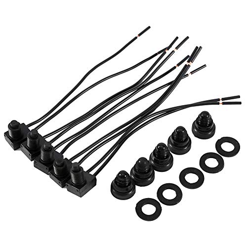 Wasserdichter Druckschalter, Wasserdichter 12V-Druckschalter Druckschalter Mini - Druckknopf Schalter Ein-Aus-Schalter Wasserdichter Druckknopf mit Draht für Motorrad/Auto(5Pcs 12V) von Cocoarm