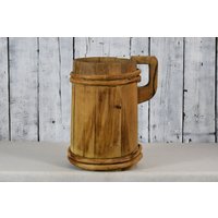 Vintage Holzschüssel Antike Holzbecher Holzeimer Dekorative Vase Rustikale Wohnkultur von Cocobaroco