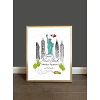 Individualisierbarer New York Landmarks Kunstdruck | 5''x7''', 8.5''x11'', 11''x14'''| City Ny Skyline Dekor Wandkunst Nyc von CocobluesNY