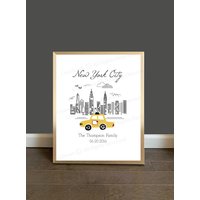 Individualisierbarer New York Taxi Cab Kunstdruck | 5''x7''', 8.5''x11'', 11''x14'''| Kunstdrucke Nyc Skyline Dekor Wandkunst von CocobluesNY