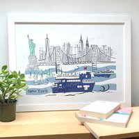 New York City Fähre Kunstdruck | Skyline Wandkunst Geschenk Für Familie, Freunde, Mitarbeiter Ny Home Decor, Reisedruck von CocobluesNY