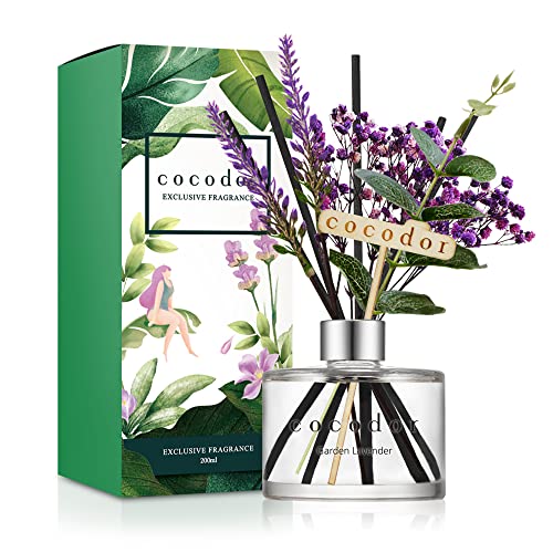 COCODOR Lavendel Raumduft Reed Diffuser mit 5 Duftstäbchen 200ml - Garten Lavendel, Natürlich, Langanhaltend, Home Duft ätherisches Öl Reed Diffusor für Badezimmer Regal Dekoration COCODOR Lavendel Raumduft Reed Diffuser mit 5 Duftstäbchen 200ml - Garten Lavendel, Natürlich, Langanhaltend, Home Duft ätherisches Öl Reed Diffusor für Badezimmer Regal Dekoration von Cocod'or