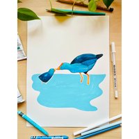 Original Gouache Bild Fürs Kinderzimmer - Pukeko | Nummer 27 Original Gouache Bild Fürs Kinderzimmer - Pukeko | Nummer 27 von CocomoCreative