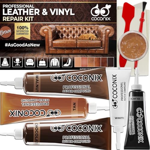 Coconix Braunes Leder Reparatursätze Für Sofas - Vinyl & Polster Reparatursatz Für Autositze, Sofa & Möbel - Liquid Scratch Filler Formula von Coconix