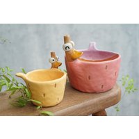 Ente Und Entenblumentopf , Kaktus, Bonsai, Handgemachte Keramik von Coconutstudiopottery