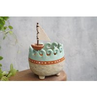 Segelboot Keramik Pflanzentopf, Segelboot Pflanzentopf, Sukkulenten Blumentopf, Blumentopf Mit von Coconutstudiopottery