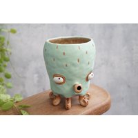 Tintenfisch, Kugelfisch, Blumentopf, Keramik Handgefertigt von Coconutstudiopottery