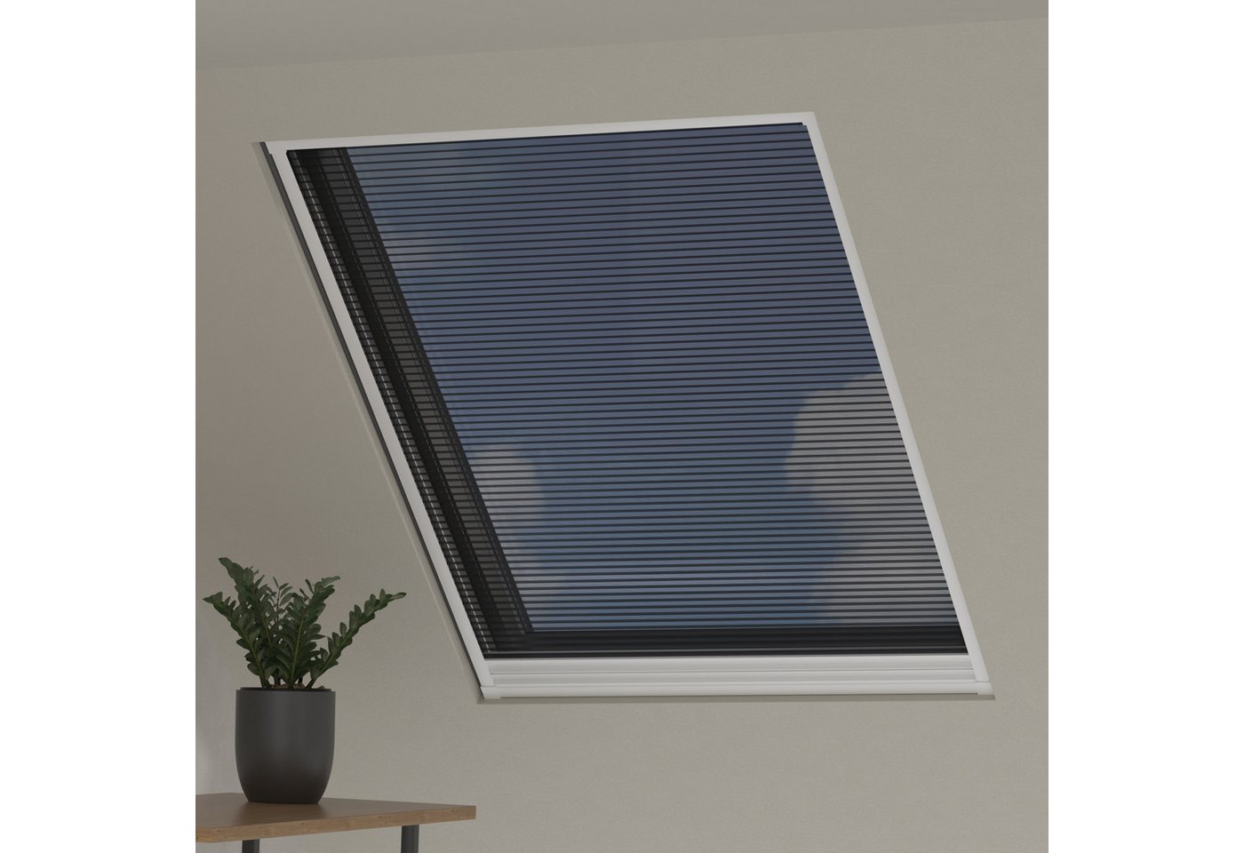 Dachfensterrollo 80x120, Lichtdurchlässig, Grau mit schwarzem Insektenschutz, Cocoon Home, verschraubt von Cocoon Home
