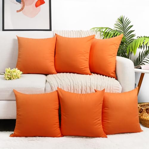 Dekorative Kissenbezüge aus 100% Baumwolle, 45,7 x 45,7 cm, quadratisch, für Zuhause, Bett, Sofa, Orange, 6 Stück 45,7 x 45,7 cm von Coddsmz