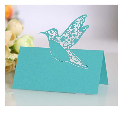 Codulu 50 Stück Tischkarten mit ausgehöhlten Vogel-Blumen, Namenskarte, gefaltete Sitzkarte, Zeltkarte für Hochzeit, Geburtstag, Party, Festival, Blau Codulu 50 Stück Tischkarten mit ausgehöhlten Vogel-Blumen, Namenskarte, gefaltete Sitzkarte, Zeltkarte für Hochzeit, Geburtstag, Party, Festival, Blau von Codulu