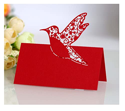 Codulu 50 Stück Tischkarten mit ausgehöhlten Vogel-Blumen, Namenskarte, gefaltete Sitzkarte, Zeltkarte für Hochzeit, Geburtstag, Party, Festival, Rot Codulu 50 Stück Tischkarten mit ausgehöhlten Vogel-Blumen, Namenskarte, gefaltete Sitzkarte, Zeltkarte für Hochzeit, Geburtstag, Party, Festival, Rot von Codulu