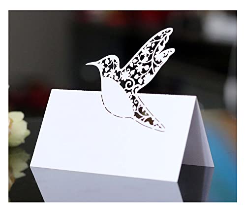 Codulu 50 Stück Tischkarten mit ausgehöhlten Vogel-Blumen, Namenskarte, gefaltete Sitzkarte, Zeltkarte für Hochzeit, Geburtstag, Party, Festival, Weiß Codulu 50 Stück Tischkarten mit ausgehöhlten Vogel-Blumen, Namenskarte, gefaltete Sitzkarte, Zeltkarte für Hochzeit, Geburtstag, Party, Festival, Weiß von Codulu