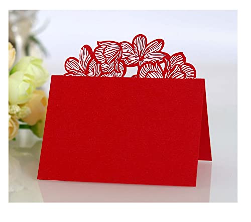 Codulu Tischkarten, ausgehöhlte Blumen, Namenskarte, gefaltete Sitzkarte, Zeltkarte für Hochzeit, Geburtstag, Party, Festival, Rot, 50 Stück Codulu Tischkarten, ausgehöhlte Blumen, Namenskarte, gefaltete Sitzkarte, Zeltkarte für Hochzeit, Geburtstag, Party, Festival, Rot, 50 Stück von Codulu