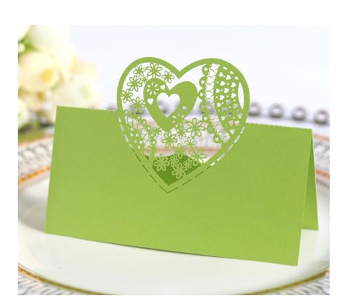 Codulu Tischkarten, ausgehöhlte Blumen, herzförmige Namenskarten, gefaltete Sitzkarte, Zeltkarte für Geburtstag, Hochzeit, Party, Grün, 50 Stück Codulu Tischkarten, ausgehöhlte Blumen, herzförmige Namenskarten, gefaltete Sitzkarte, Zeltkarte für Geburtstag, Hochzeit, Party, Grün, 50 Stück von Codulu