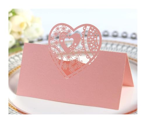 Codulu Tischkarten, ausgehöhlte Blumen, herzförmige Namenskarten, gefaltete Sitzkarte, Zeltkarte für Geburtstag, Hochzeit, Party, Rosa, 50 Stück Codulu Tischkarten, ausgehöhlte Blumen, herzförmige Namenskarten, gefaltete Sitzkarte, Zeltkarte für Geburtstag, Hochzeit, Party, Rosa, 50 Stück von Codulu