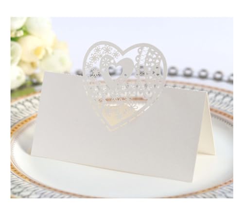 Codulu Tischkarten, ausgehöhlte Blumen, herzförmige Namenskarten, gefaltete Sitzkarte, Zeltkarte für Geburtstag, Hochzeit, Party, cremefarben/weiß, 50 Stück Codulu Tischkarten, ausgehöhlte Blumen, herzförmige Namenskarten, gefaltete Sitzkarte, Zeltkarte für Geburtstag, Hochzeit, Party, cremefarben/weiß, 50 Stück von Codulu