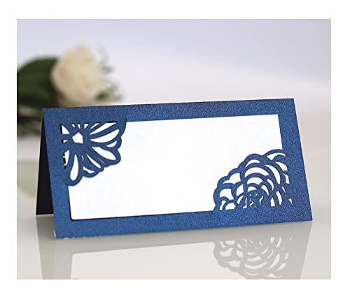 Codulu Tischkarten, ausgehöhlte Blumen, leere Namenskarte, gefaltete Sitzkarte, Zeltkarte für Geburtstag, Hochzeit, Party, Blau, 50 Stück Codulu Tischkarten, ausgehöhlte Blumen, leere Namenskarte, gefaltete Sitzkarte, Zeltkarte für Geburtstag, Hochzeit, Party, Blau, 50 Stück von Codulu