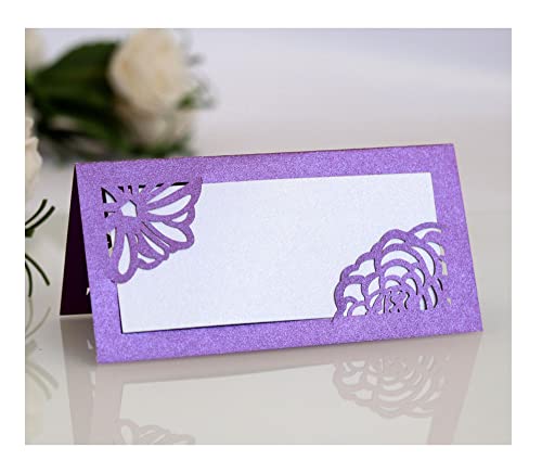 Codulu Tischkarten, ausgehöhlte Blumen, leere Namenskarte, gefaltete Sitzkarte, Zeltkarte für Geburtstag, Hochzeit, Party, Lila, 50 Stück Codulu Tischkarten, ausgehöhlte Blumen, leere Namenskarte, gefaltete Sitzkarte, Zeltkarte für Geburtstag, Hochzeit, Party, Lila, 50 Stück von Codulu