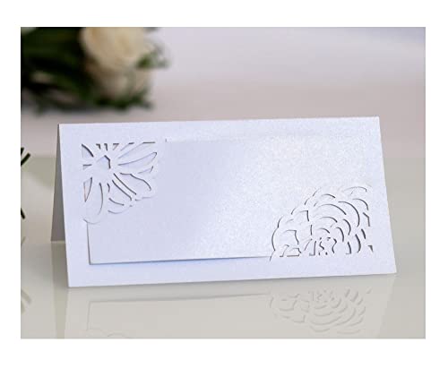 Codulu Tischkarten, ausgehöhlte Blumen, leere Namenskarte, gefaltete Sitzkarte, Zeltkarte für Geburtstag, Hochzeit, Party, Weiß, 50 Stück Codulu Tischkarten, ausgehöhlte Blumen, leere Namenskarte, gefaltete Sitzkarte, Zeltkarte für Geburtstag, Hochzeit, Party, Weiß, 50 Stück von Codulu