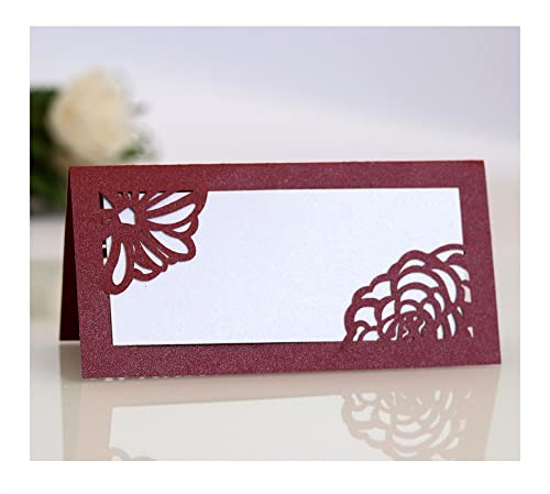 Codulu Tischkarten, ausgehöhlte Blumen, leere Namenskarten, gefaltete Sitzkarte, Zeltkarte für Geburtstag, Hochzeit, Party, Dunkelrot, 50 Stück Codulu Tischkarten, ausgehöhlte Blumen, leere Namenskarten, gefaltete Sitzkarte, Zeltkarte für Geburtstag, Hochzeit, Party, Dunkelrot, 50 Stück von Codulu