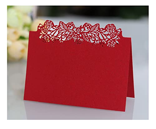 Codulu Tischkarten, ausgehöhlte Rosen-Blumen, Namenskarte, gefaltete Sitzkarte, Zeltkarte für Hochzeit, Geburtstag, Party, Festival, Rot, 50 Stück Codulu Tischkarten, ausgehöhlte Rosen-Blumen, Namenskarte, gefaltete Sitzkarte, Zeltkarte für Hochzeit, Geburtstag, Party, Festival, Rot, 50 Stück von Codulu