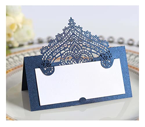 Codulu Tischkarten, ausgehöhlte Vintage-Blumen-Namenskarten, gefaltete Sitzkarte, Zeltkarte für Hochzeit, Geburtstag, Party, Festival, Dunkelblau, 50 Stück Codulu Tischkarten, ausgehöhlte Vintage-Blumen-Namenskarten, gefaltete Sitzkarte, Zeltkarte für Hochzeit, Geburtstag, Party, Festival, Dunkelblau, 50 Stück von Codulu