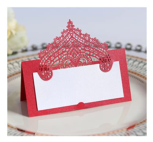 Codulu Tischkarten, ausgehöhlte Vintage-Blumen-Namenskarten, gefaltete Sitzkarte, Zeltkarte für Hochzeit, Geburtstag, Party, Festival, Rot, 50 Stück Codulu Tischkarten, ausgehöhlte Vintage-Blumen-Namenskarten, gefaltete Sitzkarte, Zeltkarte für Hochzeit, Geburtstag, Party, Festival, Rot, 50 Stück von Codulu