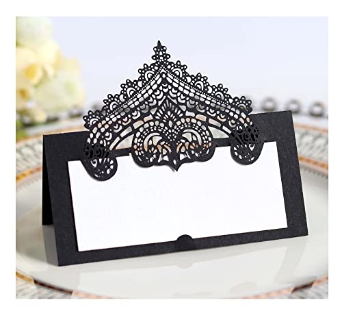 Codulu Tischkarten, ausgehöhlte Vintage-Blumen-Namenskarten, gefaltete Sitzkarte, Zeltkarte für Hochzeit, Geburtstag, Party, Festival, Schwarz, 50 Stück Codulu Tischkarten, ausgehöhlte Vintage-Blumen-Namenskarten, gefaltete Sitzkarte, Zeltkarte für Hochzeit, Geburtstag, Party, Festival, Schwarz, 50 Stück von Codulu