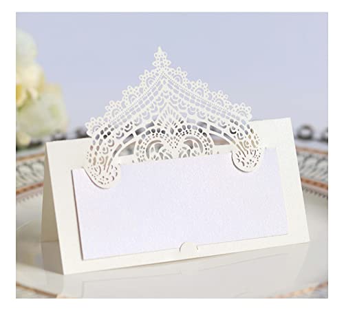 Codulu Tischkarten, ausgehöhlte Vintage-Blumen-Namenskarten, gefaltete Sitzkarte, Zeltkarte für Hochzeit, Geburtstag, Party, Festival, cremefarben/weiß, 50 Stück Codulu Tischkarten, ausgehöhlte Vintage-Blumen-Namenskarten, gefaltete Sitzkarte, Zeltkarte für Hochzeit, Geburtstag, Party, Festival, cremefarben/weiß, 50 Stück von Codulu