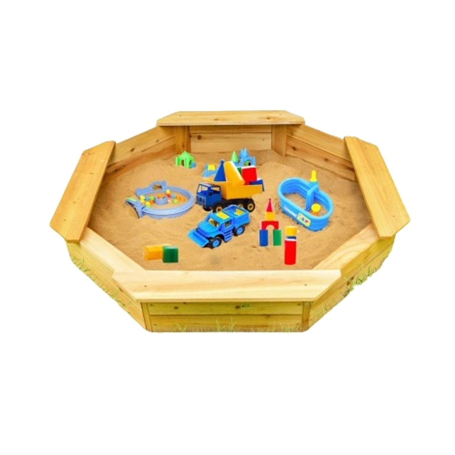 Coemo 6 Eckiger Sandkasten Sally aus Holz Inklusive Bodenplane 135x135x20 cm Coemo 6 Eckiger Sandkasten Sally aus Holz Inklusive Bodenplane 135x135x20 cm von Coemo