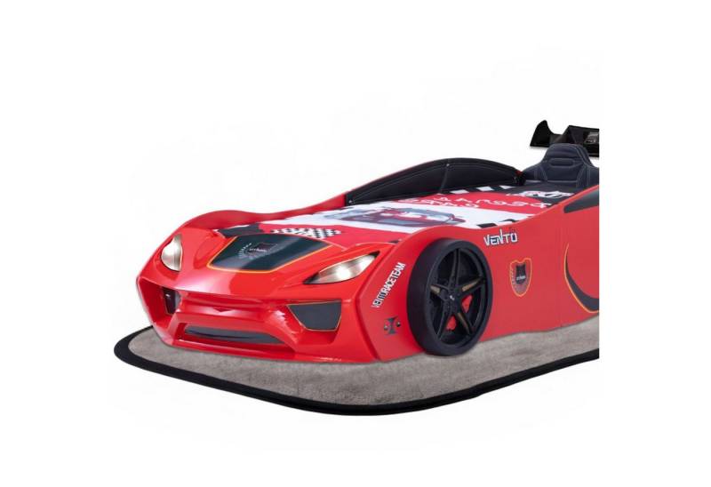 Coemo Autobett VENTO SPORT (Komplett-Set Bett und Lattenrost), Rot Autobett Rennwagen Holz MDF Kinderbett mit Lattenrost + Polster von Coemo